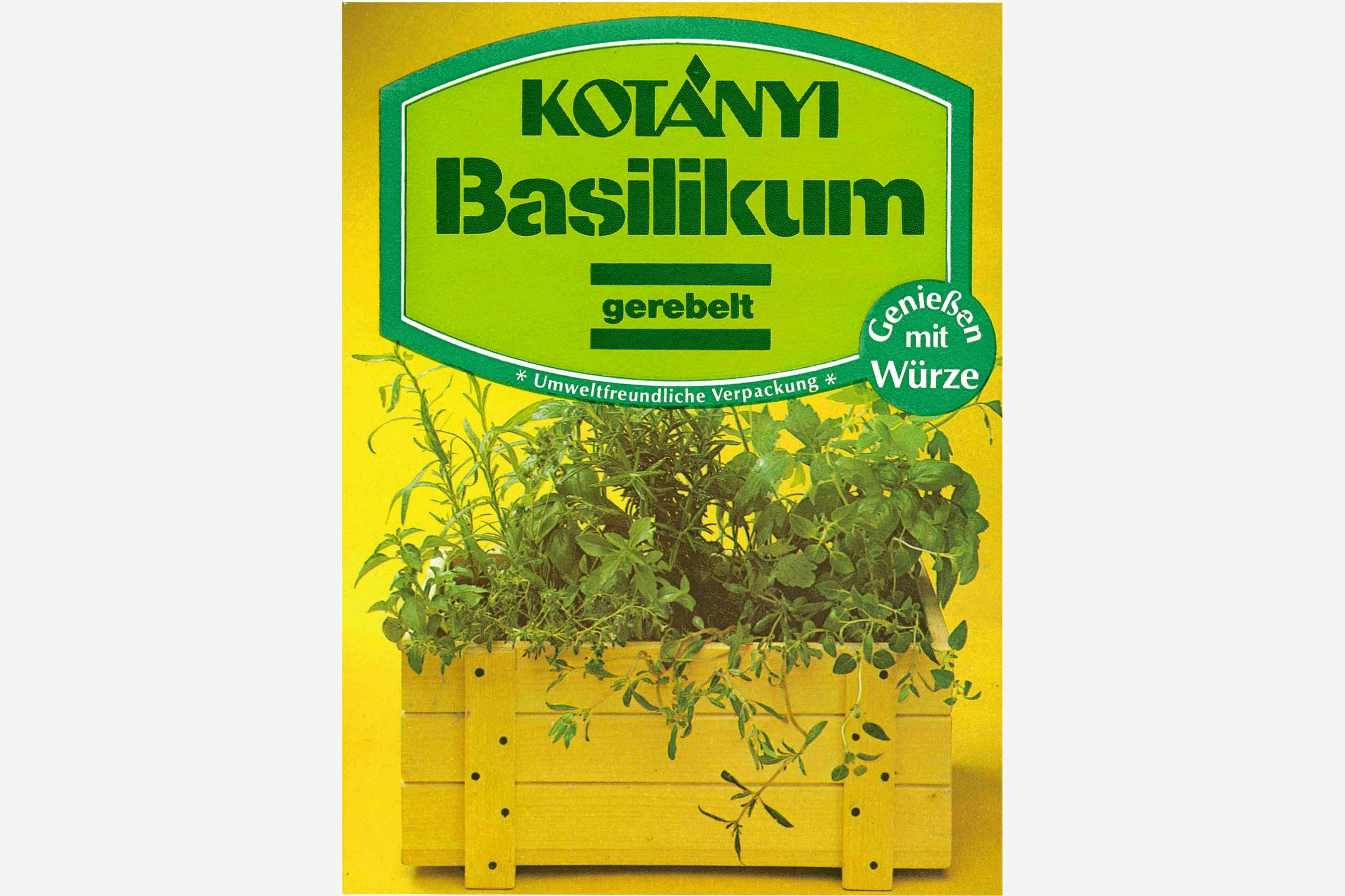 Экологичный пакетик с базиликом Kotányi, 1980-е годы.