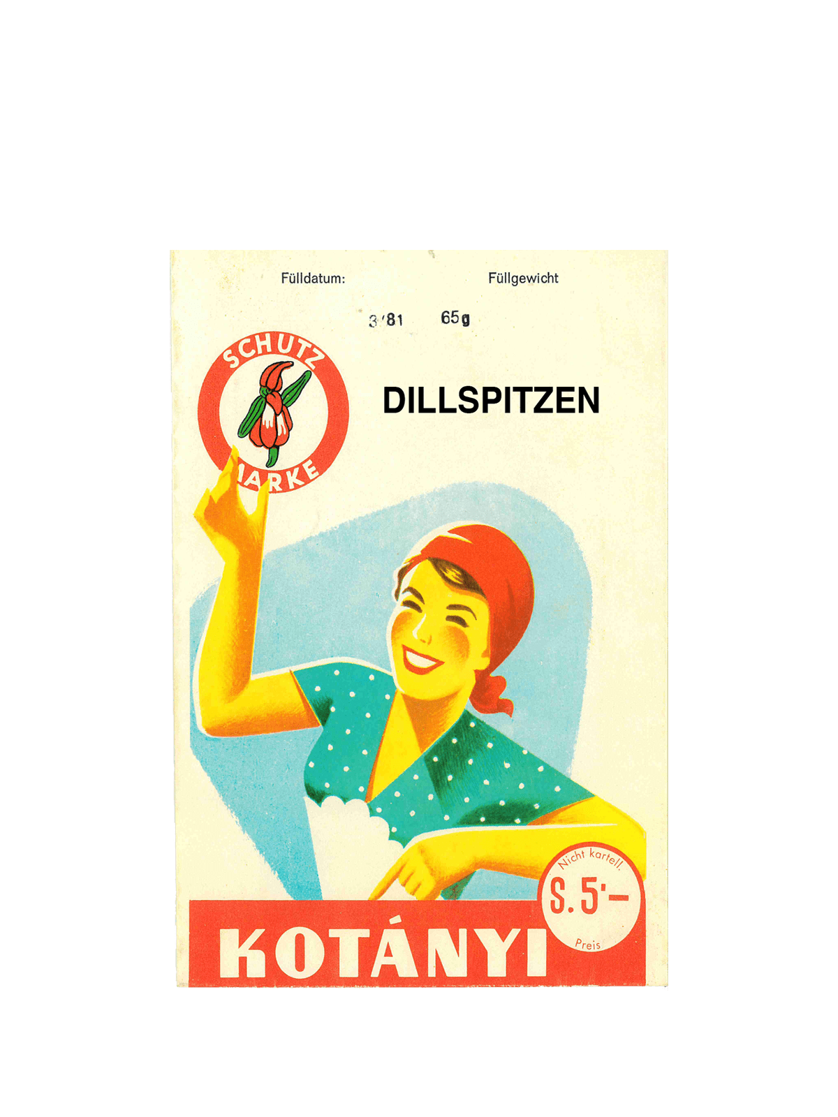 Пакетик мускатного ореха Kotányi, 1950-е годы.